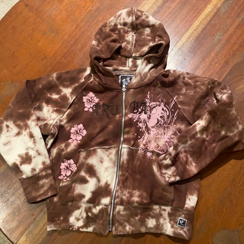 Brown tie dye Aruba zip sweatshirt by Ragwear.